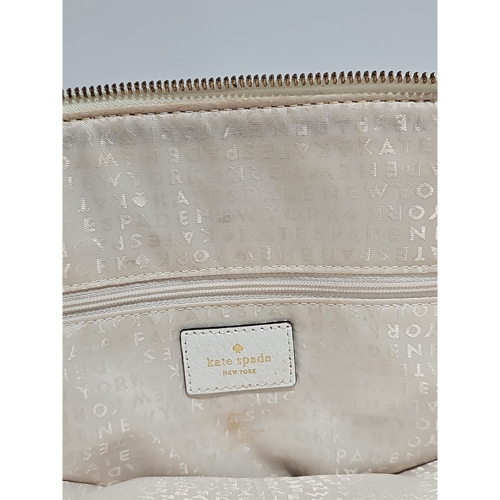 Kate Spade Wellesley Rachelle Leaves Dome Satchel Handbag Navy Blue White Canvas - Picture 11 of 13
